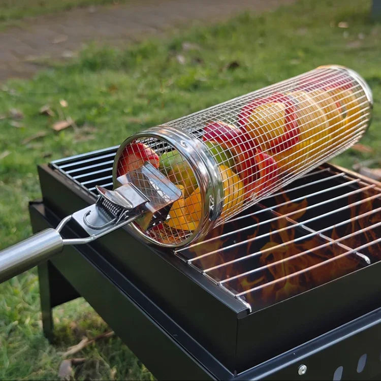 Nâng cấp với tay cầm lồng nướng BBQ bằng thép không gỉ, giỏ nướng BBQ, 30cm + tay cầm 18cm