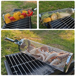 Nâng cấp với tay cầm lồng nướng BBQ bằng thép không gỉ, giỏ nướng BBQ, 30cm + tay cầm 18cm