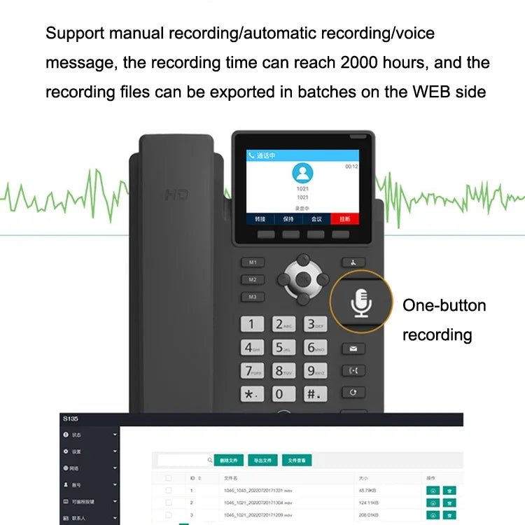 Điện thoại thông minh ghi âm chế độ kép PSTN+SIP 6 chiều VOIP Mạng IP Phone, S135