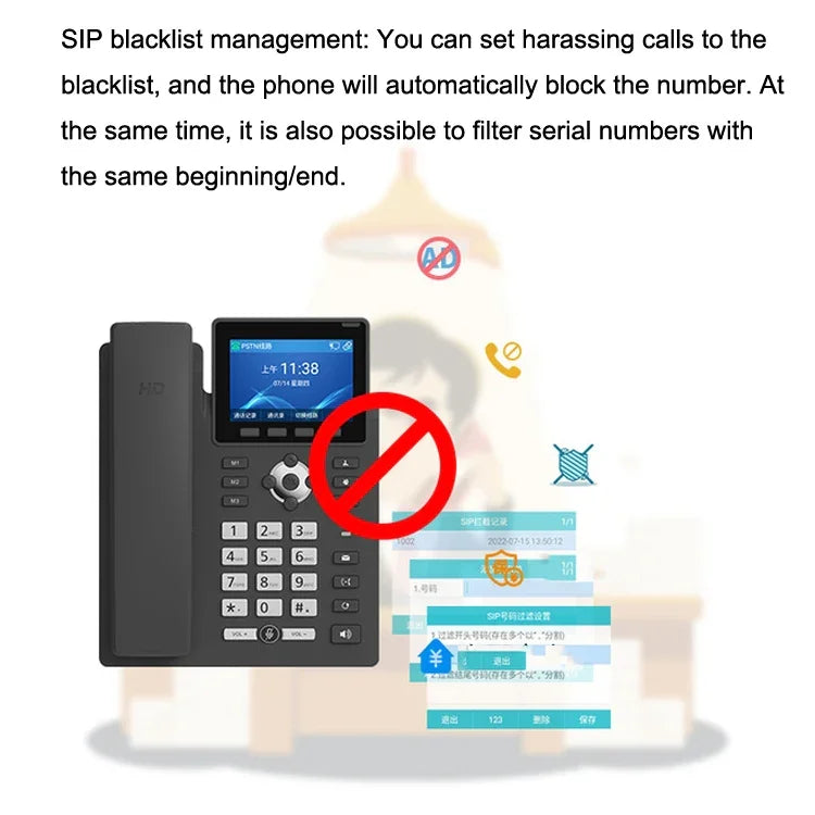 Điện thoại thông minh ghi âm chế độ kép PSTN+SIP 6 chiều VOIP Mạng IP Phone, S135