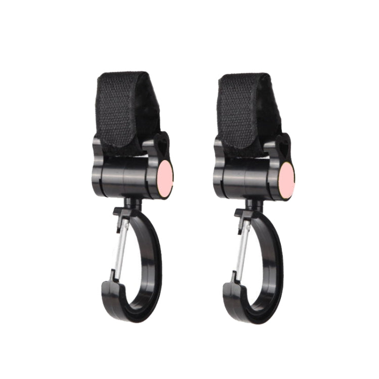 2 móc treo phụ kiện xe đẩy trẻ em đa năng, móc dính xoay 360 độ, móc dính (màu hồng), móc dính (màu vàng), móc dính (màu đen)