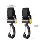 2 móc treo phụ kiện xe đẩy trẻ em đa năng, móc dính xoay 360 độ, móc dính (màu hồng), móc dính (màu vàng), móc dính (màu đen)