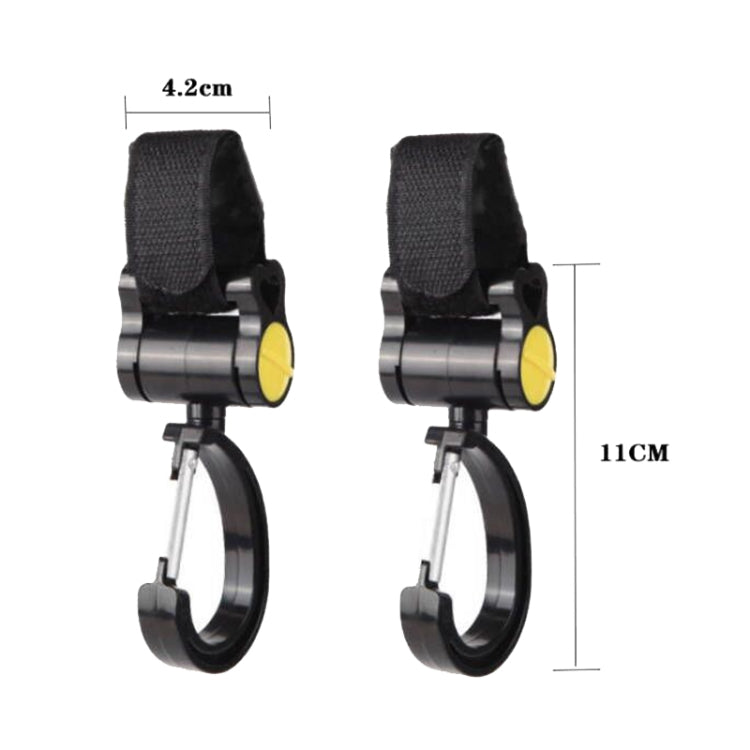 2 móc treo phụ kiện xe đẩy trẻ em đa năng, móc dính xoay 360 độ, móc dính (màu hồng), móc dính (màu vàng), móc dính (màu đen)