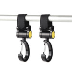 2 móc treo phụ kiện xe đẩy trẻ em đa năng, móc dính xoay 360 độ, móc dính (màu hồng), móc dính (màu vàng), móc dính (màu đen)