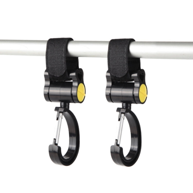 2 móc treo phụ kiện xe đẩy trẻ em đa năng, móc dính xoay 360 độ, móc dính (màu hồng), móc dính (màu vàng), móc dính (màu đen)