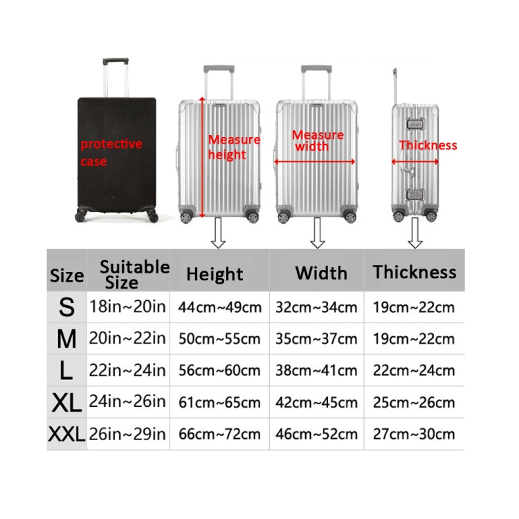 Vỏ bảo vệ vali du lịch chống bụi, cho kích thước 18-20 inch S, 20-22 inch M, 22-24 inch L, 24-26 inch XL, 26-29 inch XXL