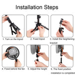 Quạt tripod LED ngoài trời 7 inch ZK-01 đa chức năng, pin dự phòng, quạt treo di động