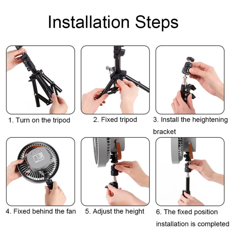 Quạt tripod LED ngoài trời 7 inch ZK-01 đa chức năng, pin dự phòng, quạt treo di động