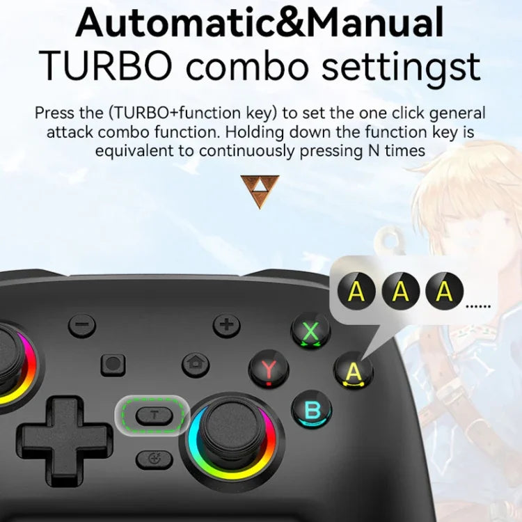 Tay cầm rung cảm ứng không dây Bluetooth cho Nintendo Switch/Switch PRO, Đen Vàng, Trắng Xanh, Đen, Trắng