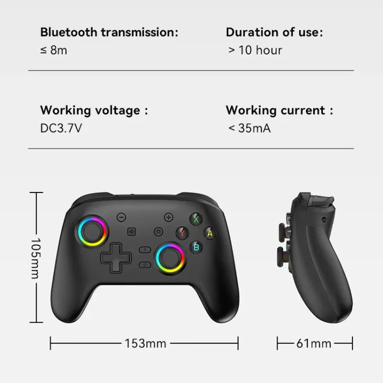 Tay cầm rung cảm ứng không dây Bluetooth cho Nintendo Switch/Switch PRO, Đen Vàng, Trắng Xanh, Đen, Trắng