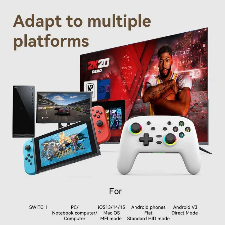 Tay cầm rung cảm ứng không dây Bluetooth cho Nintendo Switch/Switch PRO, Đen Vàng, Trắng Xanh, Đen, Trắng