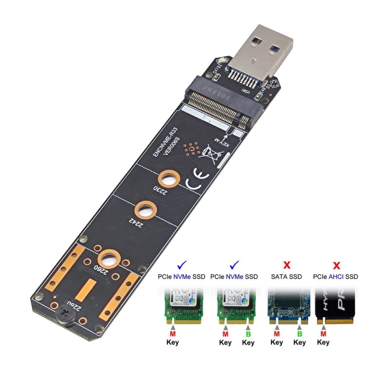 Bộ chuyển đổi ENCNVME-R33 USB 3.2 Gen 2 10Gbps sang NVMe M.2 SSD chip RTL9210 cho M Key M2 NVMe, ENCNVME-R33