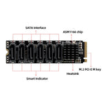 Card mở rộng chuyển đổi M2 M-EKY PCIE3.0 sang SATA6G 6 cổng, card mở rộng ổ cứng 6 cổng