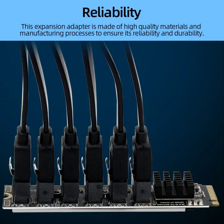 Card mở rộng chuyển đổi M2 M-EKY PCIE3.0 sang SATA6G 6 cổng, card mở rộng ổ cứng 6 cổng