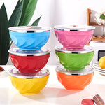Bộ 6 bát inox hai lớp có nắp, bát cơm giữ nhiệt cho trẻ em, 13cm, 15cm, 17cm