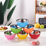 Bộ 6 bát inox hai lớp có nắp, bát cơm giữ nhiệt cho trẻ em, 13cm, 15cm, 17cm