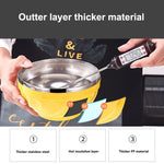 Bộ 6 bát inox hai lớp có nắp, bát cơm giữ nhiệt cho trẻ em, 13cm, 15cm, 17cm