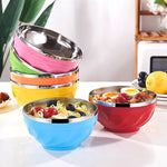 Bộ 6 bát inox hai lớp có nắp, bát cơm giữ nhiệt cho trẻ em, 13cm, 15cm, 17cm