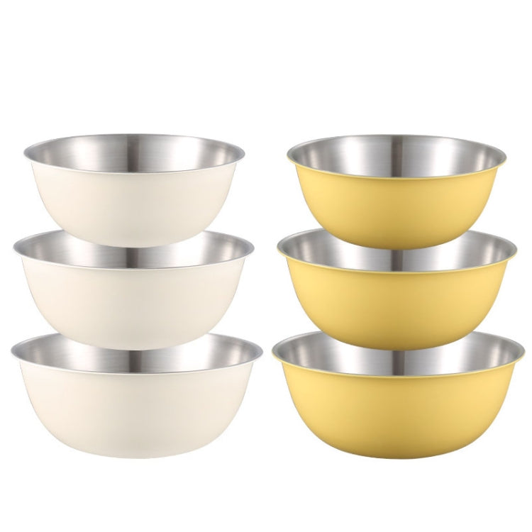 Bát đĩa inox 304 an toàn thực phẩm, bát trộn rau củ, bát nướng, chậu gỗ cát, 19cm (vàng), 22cm (vàng), 24cm (vàng), 19cm (trắng), 22cm (trắng), 24cm (trắng)