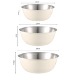 Bát đĩa inox 304 an toàn thực phẩm, bát trộn rau củ, bát nướng, chậu gỗ cát, 19cm (vàng), 22cm (vàng), 24cm (vàng), 19cm (trắng), 22cm (trắng), 24cm (trắng)