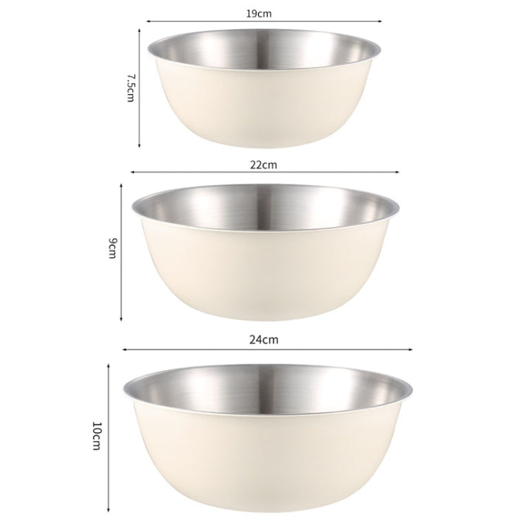 Bát đĩa inox 304 an toàn thực phẩm, bát trộn rau củ, bát nướng, chậu gỗ cát, 19cm (vàng), 22cm (vàng), 24cm (vàng), 19cm (trắng), 22cm (trắng), 24cm (trắng)