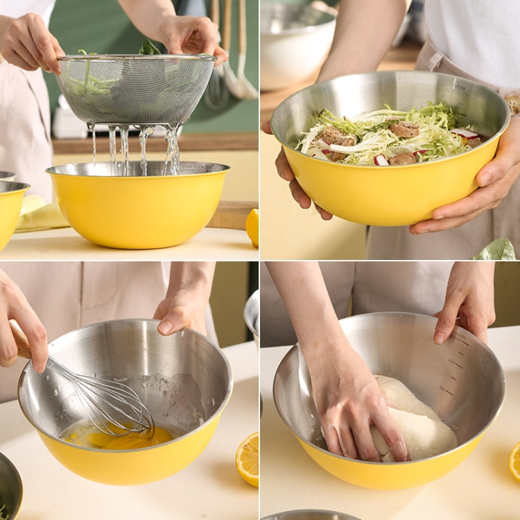 Bát đĩa inox 304 an toàn thực phẩm, bát trộn rau củ, bát nướng, chậu gỗ cát, 19cm (vàng), 22cm (vàng), 24cm (vàng), 19cm (trắng), 22cm (trắng), 24cm (trắng)