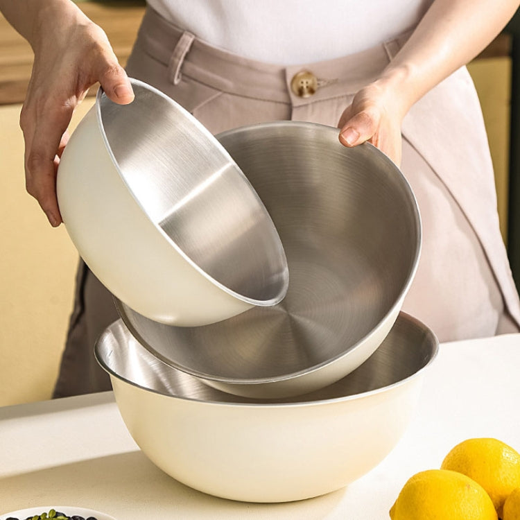 Bát đĩa inox 304 an toàn thực phẩm, bát trộn rau củ, bát nướng, chậu gỗ cát, 19cm (vàng), 22cm (vàng), 24cm (vàng), 19cm (trắng), 22cm (trắng), 24cm (trắng)