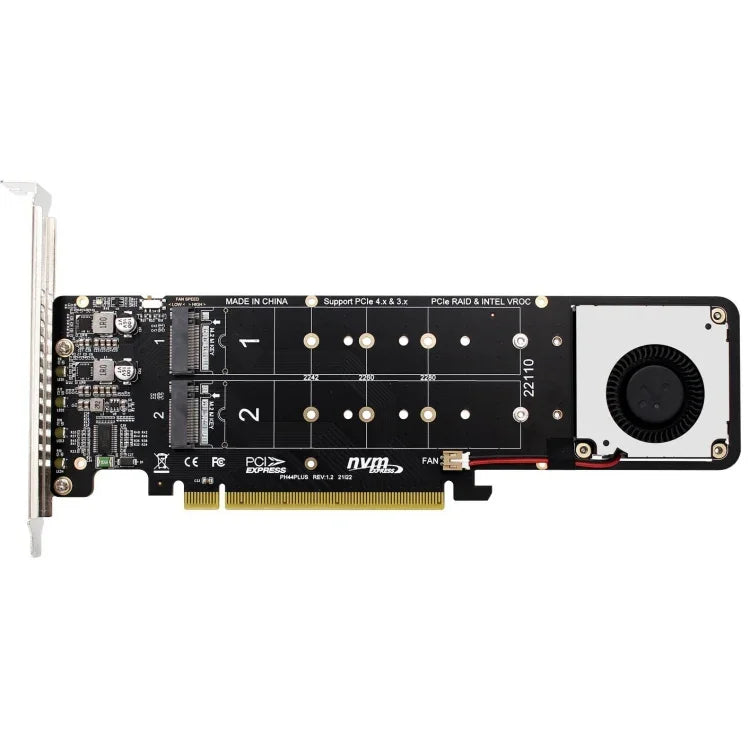 Bộ chuyển đổi mở rộng mảng RAID PCI-E X16 sang M.2 M-key NVME X4 SSD hỗ trợ 2242/2260/2280/22110, PH44Plus