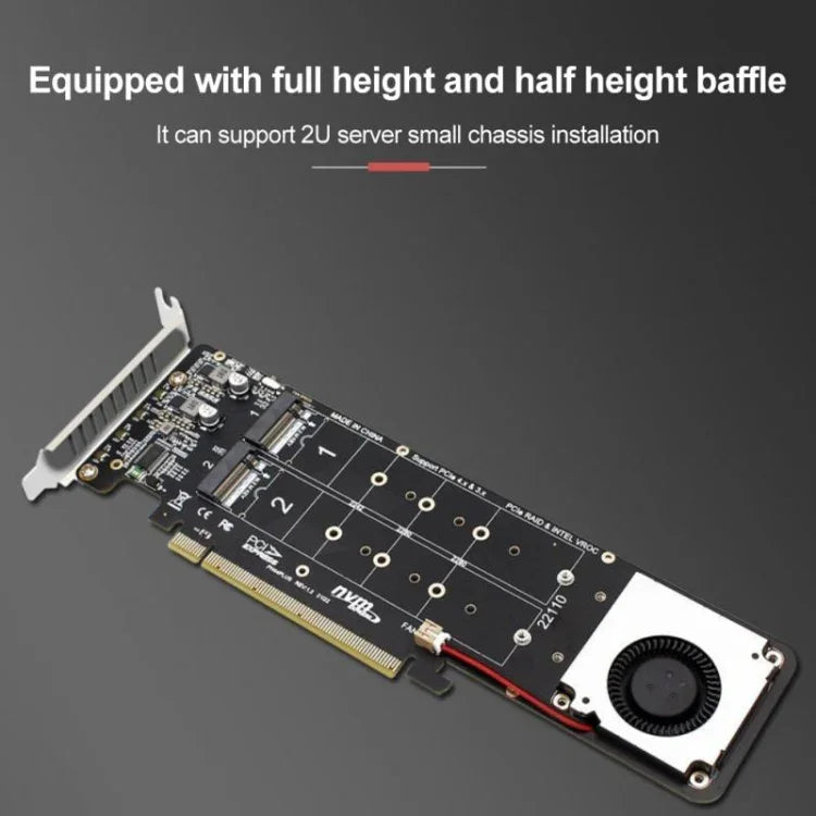 Bộ chuyển đổi mở rộng mảng RAID PCI-E X16 sang M.2 M-key NVME X4 SSD hỗ trợ 2242/2260/2280/22110, PH44Plus