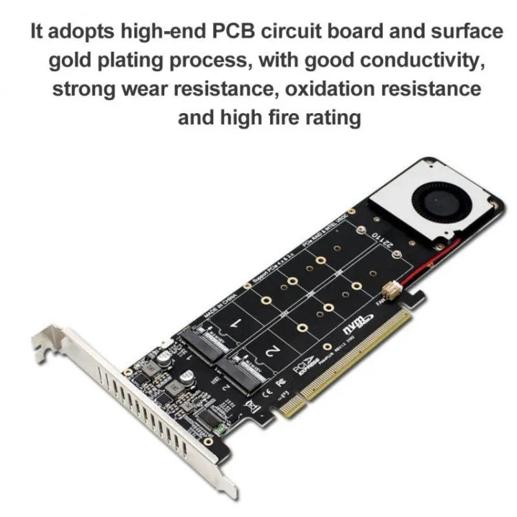 Bộ chuyển đổi mở rộng mảng RAID PCI-E X16 sang M.2 M-key NVME X4 SSD hỗ trợ 2242/2260/2280/22110, PH44Plus