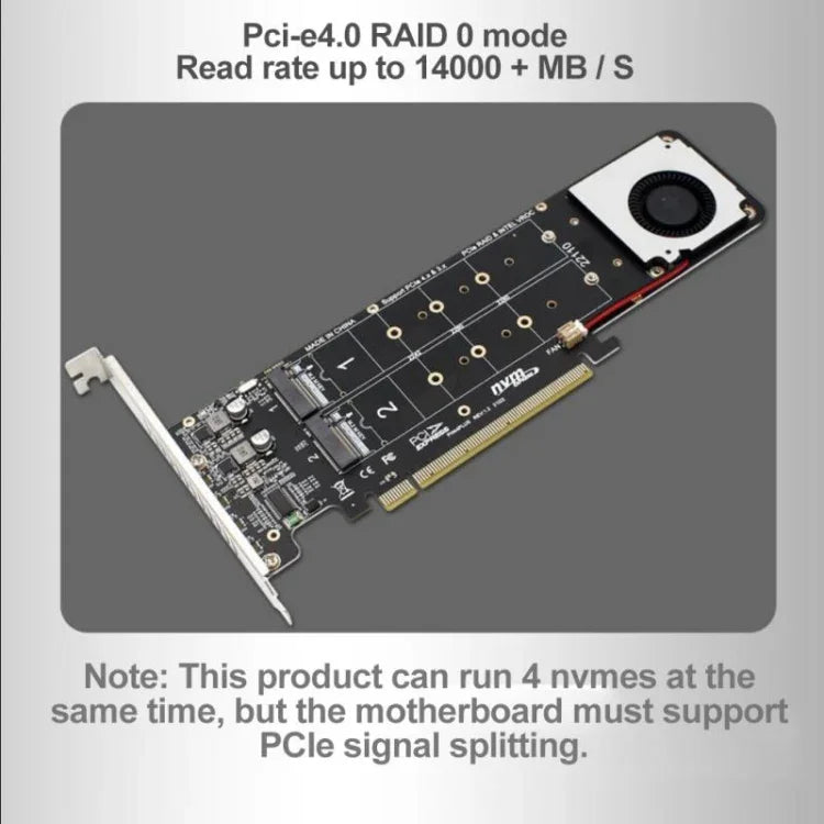 Bộ chuyển đổi mở rộng mảng RAID PCI-E X16 sang M.2 M-key NVME X4 SSD hỗ trợ 2242/2260/2280/22110, PH44Plus