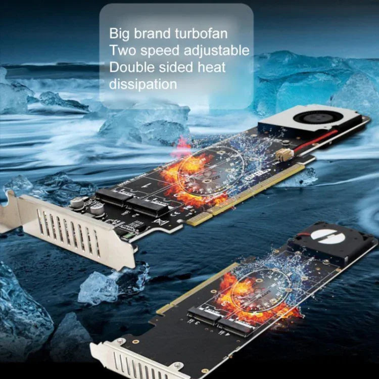 Bộ chuyển đổi mở rộng mảng RAID PCI-E X16 sang M.2 M-key NVME X4 SSD hỗ trợ 2242/2260/2280/22110, PH44Plus
