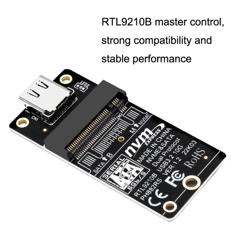 Hộp ổ cứng M.2 NVME chuyển đổi thẻ chip RTL9210B Type-C / USB-C USB3.1 Gen2 10Gbps
