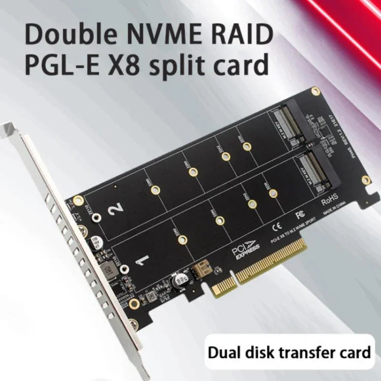 Card chuyển đổi ổ đĩa kép PCI-E X8 NVME M.2 MKEY SSD mảng RAID mở rộng, PH45