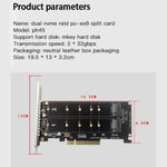 Card chuyển đổi ổ đĩa kép PCI-E X8 NVME M.2 MKEY SSD mảng RAID mở rộng, PH45
