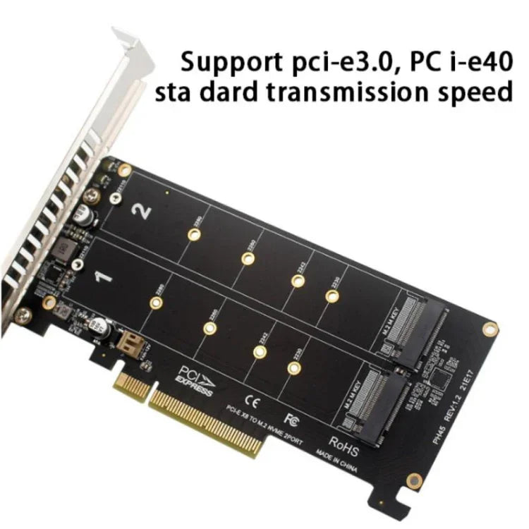 Card chuyển đổi ổ đĩa kép PCI-E X8 NVME M.2 MKEY SSD mảng RAID mở rộng, PH45