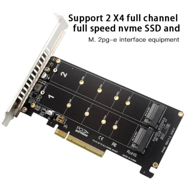 Card chuyển đổi ổ đĩa kép PCI-E X8 NVME M.2 MKEY SSD mảng RAID mở rộng, PH45