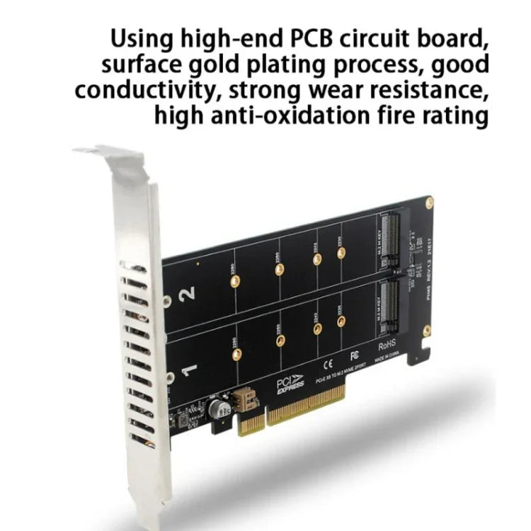 Card chuyển đổi ổ đĩa kép PCI-E X8 NVME M.2 MKEY SSD mảng RAID mở rộng, PH45