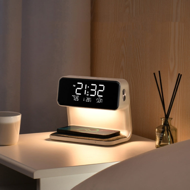 Đèn ngủ sạc không dây 3 trong 1 10W, đồng hồ báo thức màn hình LCD, sạc điện thoại, phích cắm EU