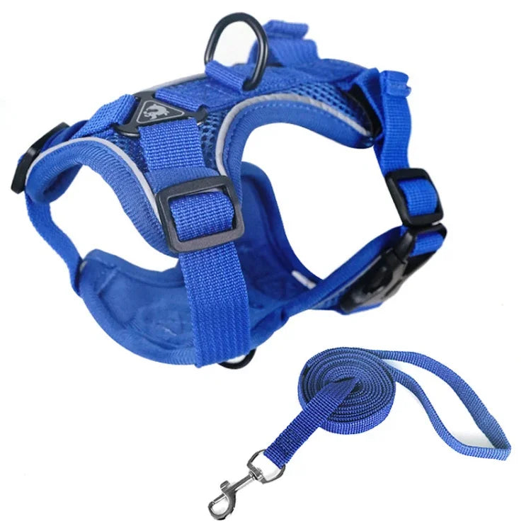 Bộ Áo Giáp Dây Dẫn + Dây Dẫn Thú Cưng Phản Quang Thoáng Khí Cho Chó Mèo, S, M, L, XL