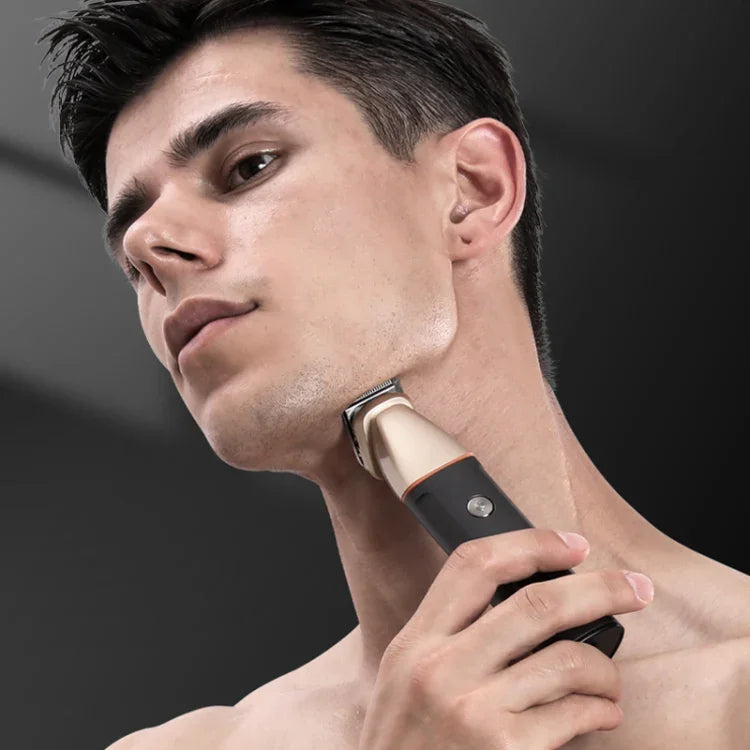 Bộ tông đơ cắt tóc 5 trong 1 có màn hình kỹ thuật số, rửa nước, tông đơ cắt lông mũi điện LK-881 5 trong 1 (Bạc)