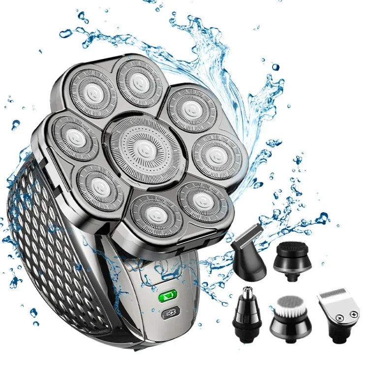 Tông đơ cạo râu đa chức năng 9 đầu dao, rửa toàn thân bằng nước, cạo tóc hói cho nam, 6 trong 1