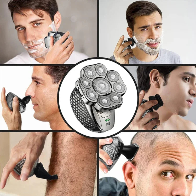 Tông đơ cạo râu đa chức năng 9 đầu dao, rửa toàn thân bằng nước, cạo tóc hói cho nam, 6 trong 1