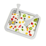 Máy làm sữa chua chiên mini gia đình, khay làm kem chiên tự làm cho trẻ em, thép không gỉ xanh 26x21cm, thép không gỉ trắng 26x21cm, thép không gỉ hồng 22.5x17.5cm, thép không gỉ trắng 22.5x17.5cm, hợp kim nhôm trắng 22.5x17.5cm