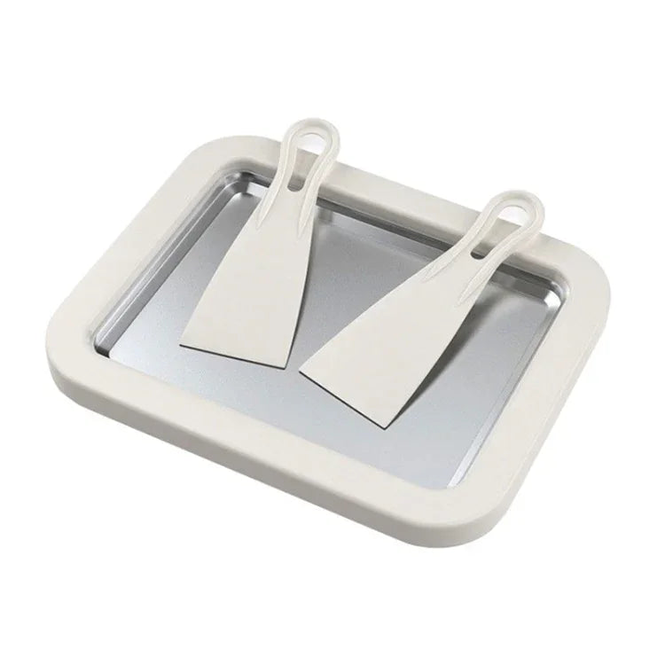 Máy làm sữa chua chiên mini gia đình, khay làm kem chiên tự làm cho trẻ em, thép không gỉ xanh 26x21cm, thép không gỉ trắng 26x21cm, thép không gỉ hồng 22.5x17.5cm, thép không gỉ trắng 22.5x17.5cm, hợp kim nhôm trắng 22.5x17.5cm