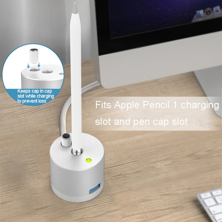 Bộ chuyển đổi sạc USB đế kim loại có đèn LED cho Apple Pencil 1, A48 bạc, A48 đen, A48 vàng hồng