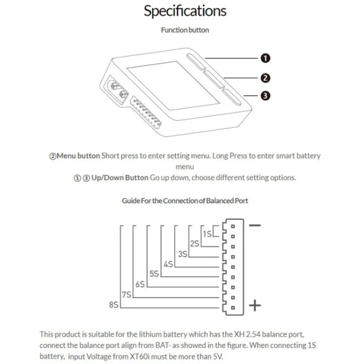 Thiết Bị Đo Pin Lithium Mô Hình Máy Bay ISDT 1-8S, ISDT BG-8S
