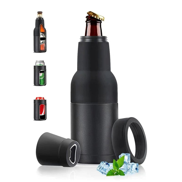 Cốc giữ nhiệt chân không đôi 12oz hình lon Coca, làm mát bia bằng thép không gỉ 304 có mở nắp chai, màu đen