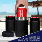 Cốc giữ nhiệt chân không đôi 12oz hình lon Coca, làm mát bia bằng thép không gỉ 304 có mở nắp chai, màu đen