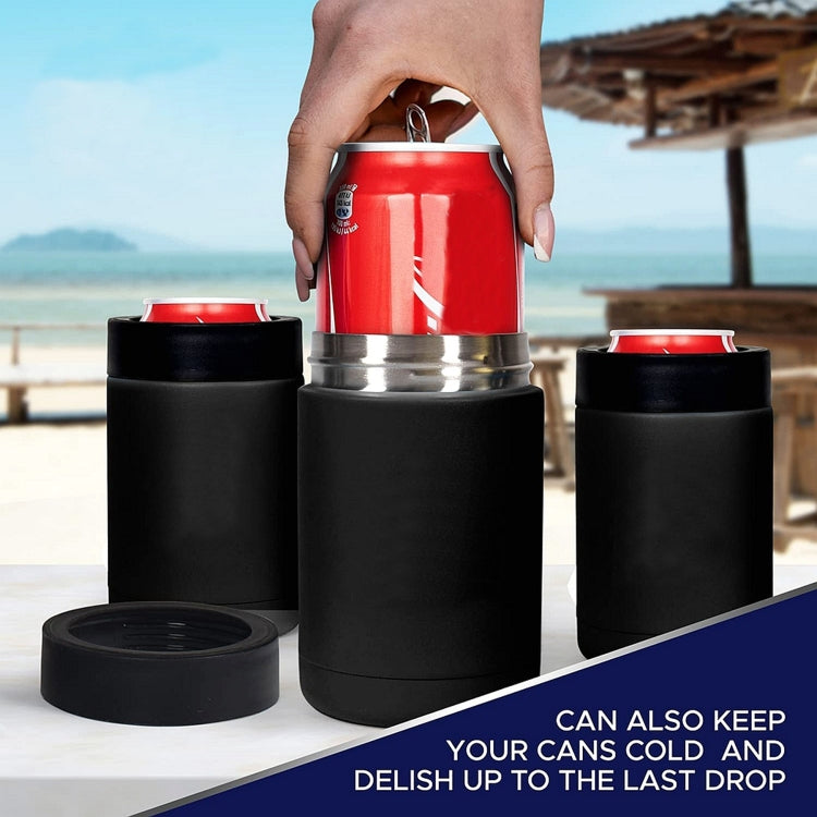 Cốc giữ nhiệt chân không đôi 12oz hình lon Coca, làm mát bia bằng thép không gỉ 304 có mở nắp chai, màu đen